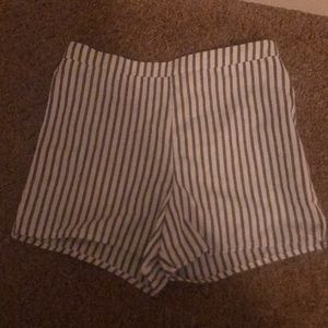 blue and white striped shorts